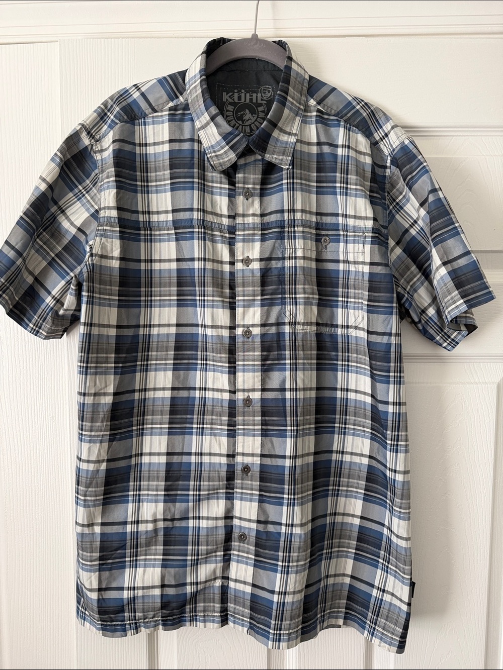 Kuhl Men's Blue Plaid Short-Sleeve Button-Up Shirt